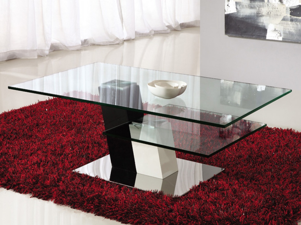 Elegance Clear 2 Tier Glass Coffee Table With Chrome Finish Base